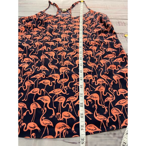 J. Crew Blouse Women 00 Navy Pink Flamingo Racerback Adjustable Straps 58920 - Picture 5 of 9